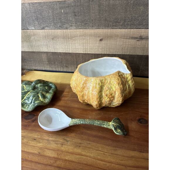 Linens 'n Things 3pc Squash Soup Tureen Ladle & Lid Halloween Xmas Thanksgiving - Picture 8 of 9